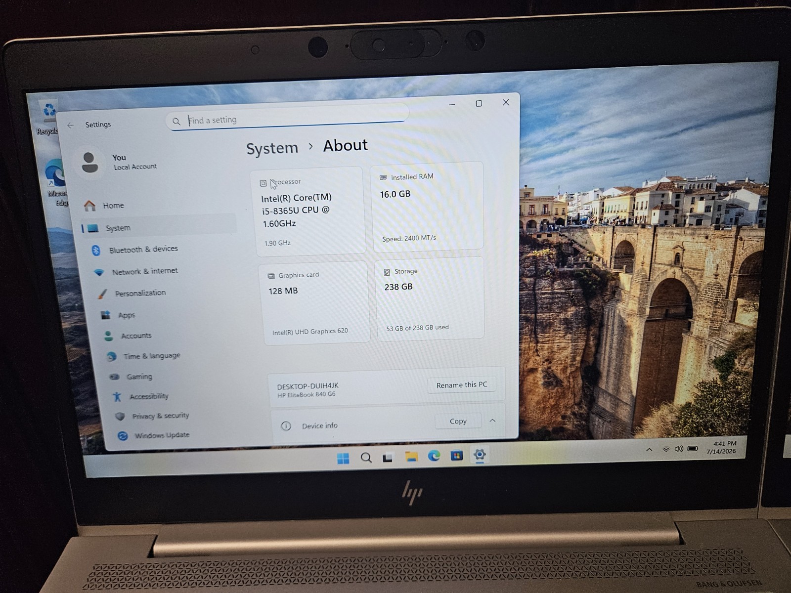 LOT OF 2 – HP Elitebook 840 G6 i5-8365U 1.6GHz 16GB RAM 256GB NVME 14″