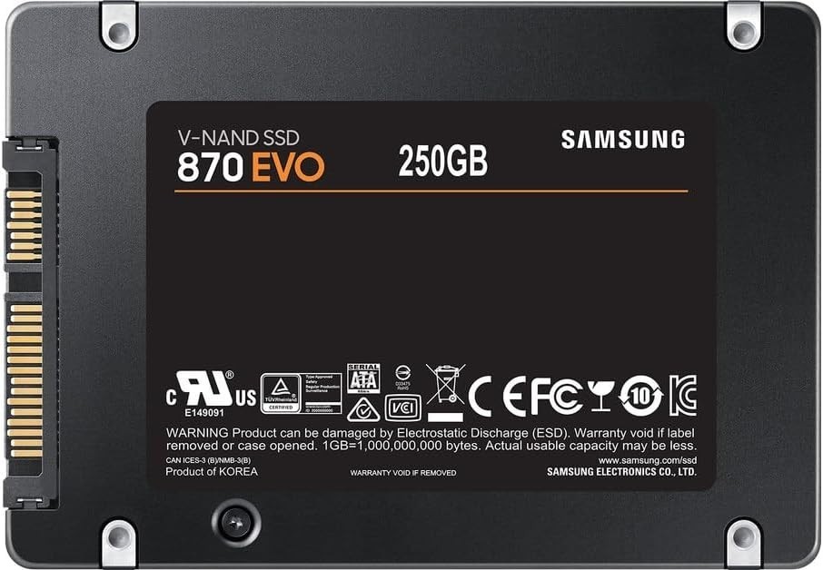 Samsung 870 EVO 250GB 2.5″ SATA III Internal SSD MZ-77E250B