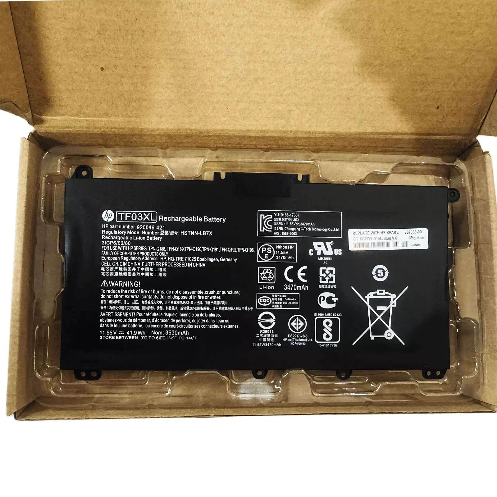 Genuine TF03XL Battery For HP Pavilion 15-CC 15-CK 15-CD 14-CD Series 920070-855