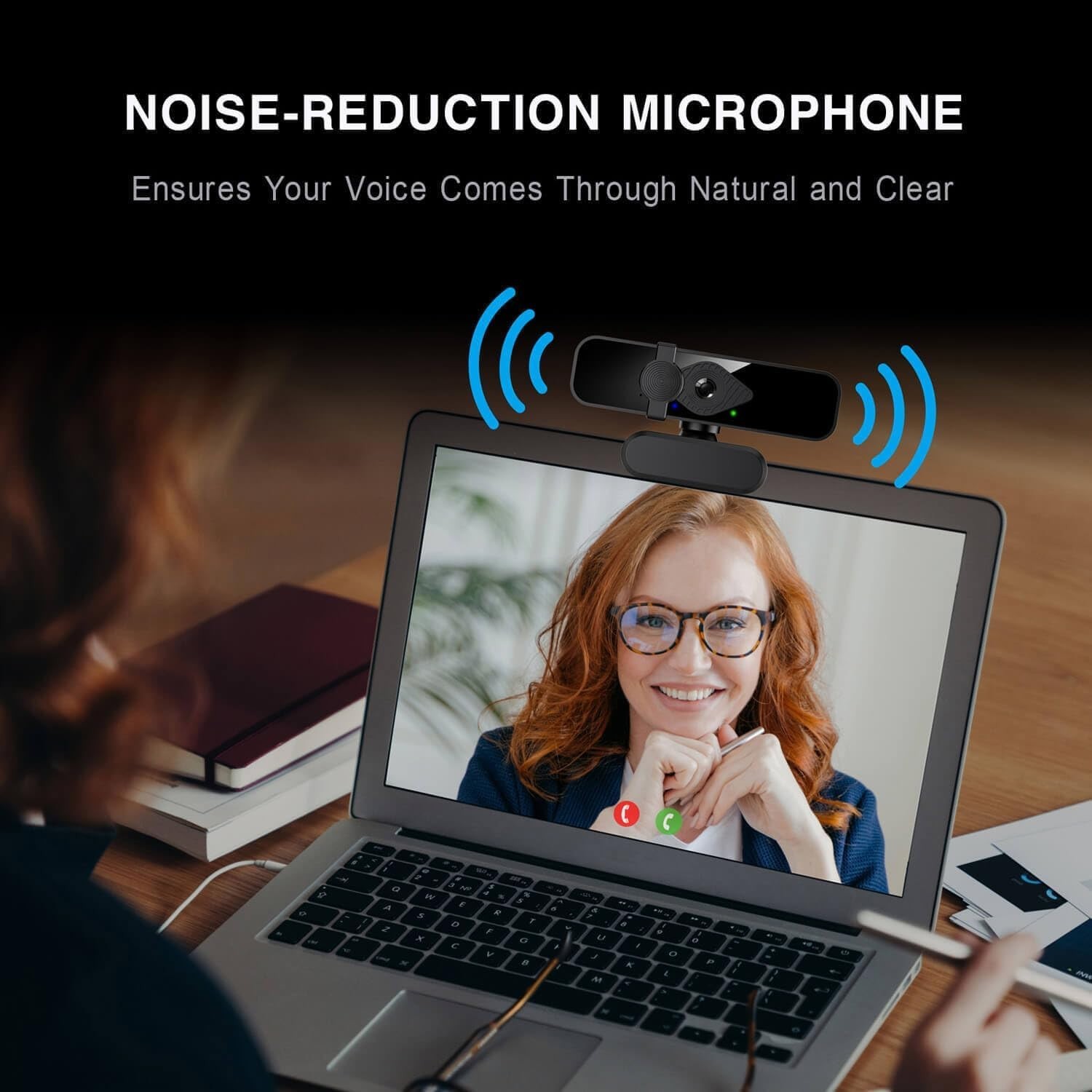 Plug-and-Play 2K Webcam, 85° View, Noise-Canceling Mic for Clear Video Calls