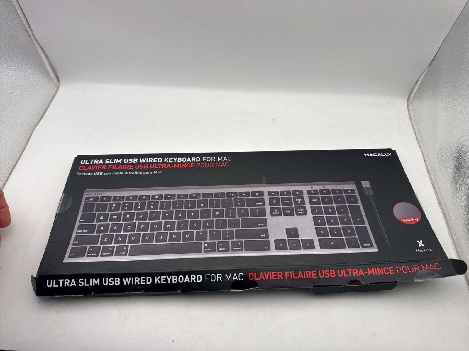 Macally Ultra-Slim Full-Size USB Wired Keyboard Space Grey / Black For Mac NEW