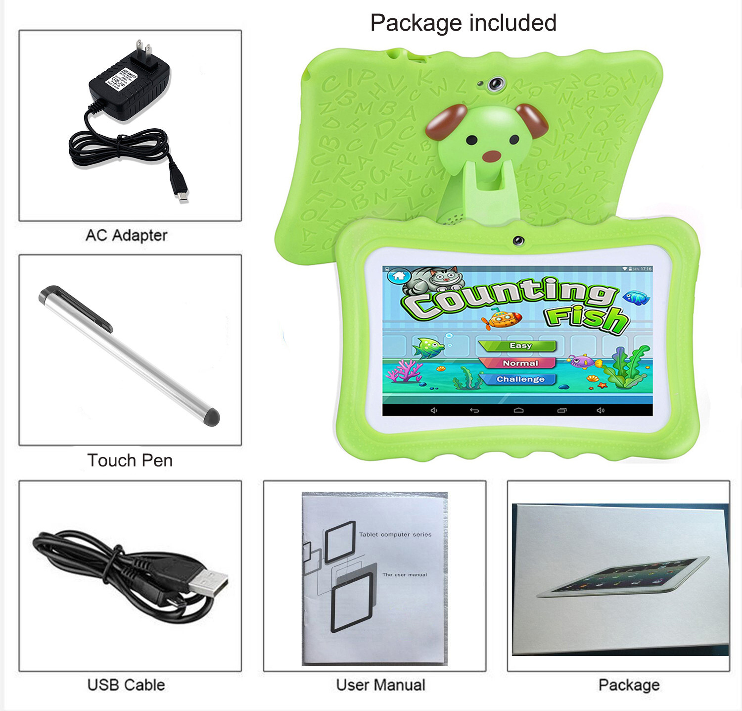 7 inch Kids Tablet Android 9 Tablet for Kids Toddler 64GB WiFi BT Dual Cameras