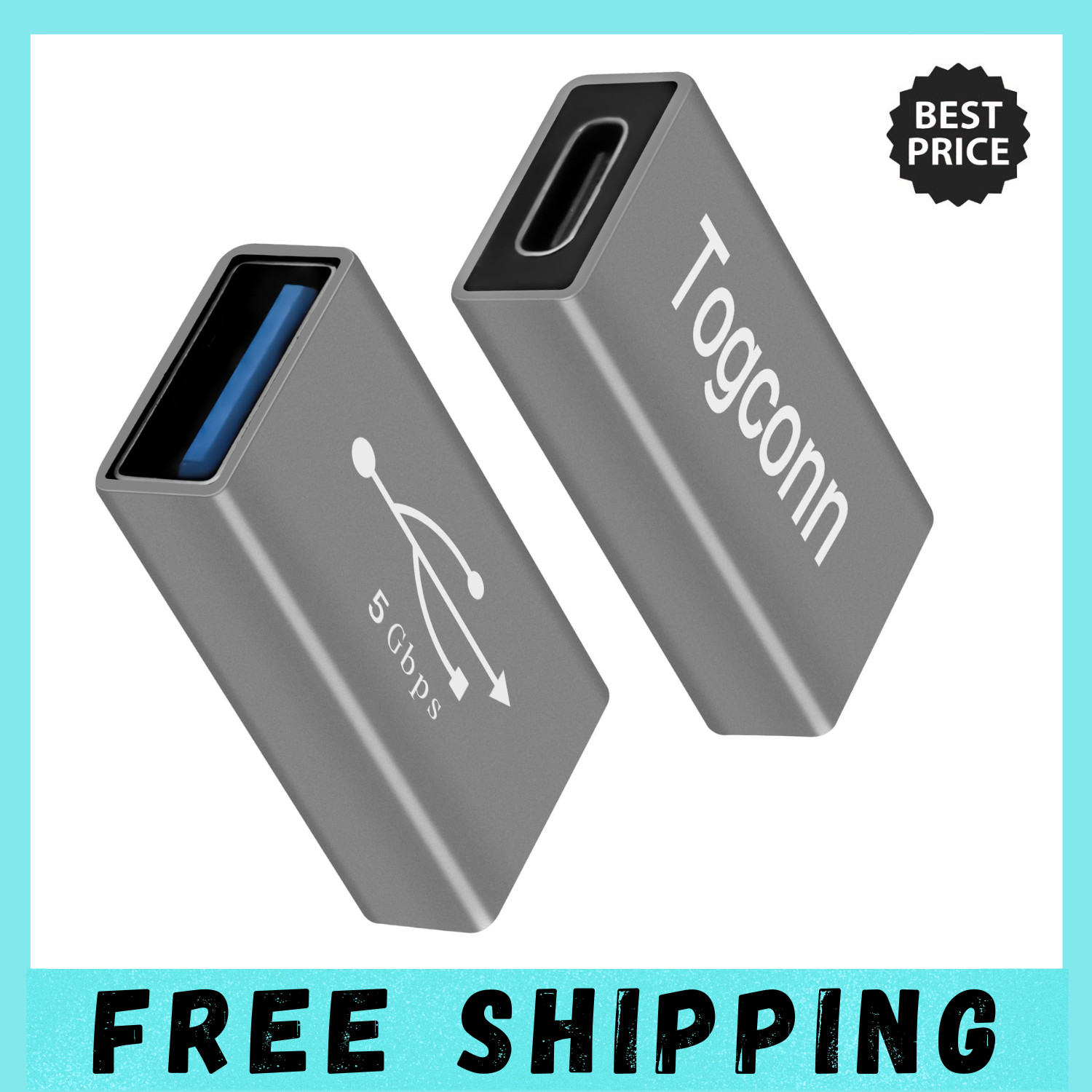 USB C to USB 3.0 Adapter (2 Pack),USB Type-C (Female) to USB A (Female) Coupl…