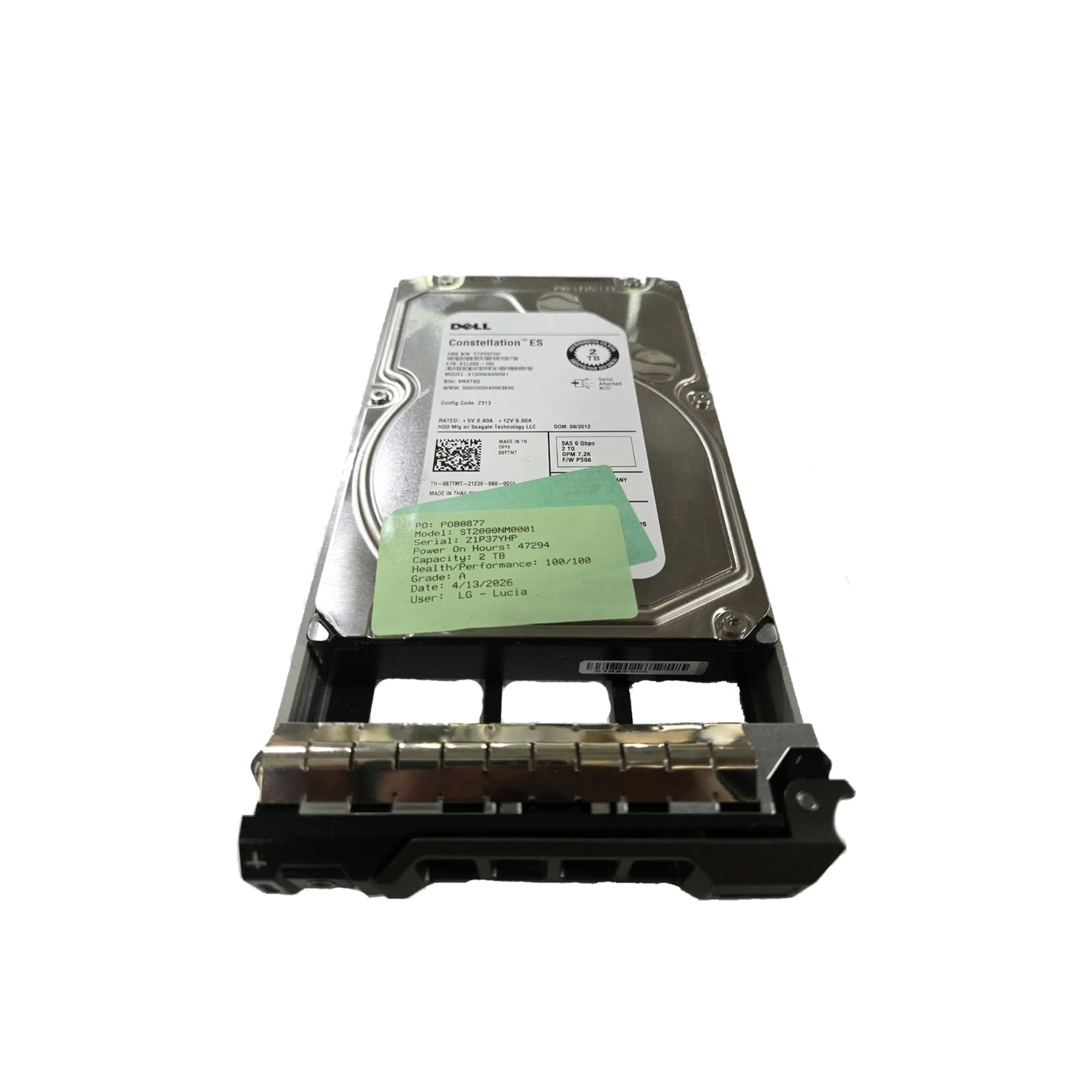 Dell 67TMT 2TB SAS 3.5in 6Gbps 7.2K RPM Hard Disk Drive w/ Caddy for Dell Server