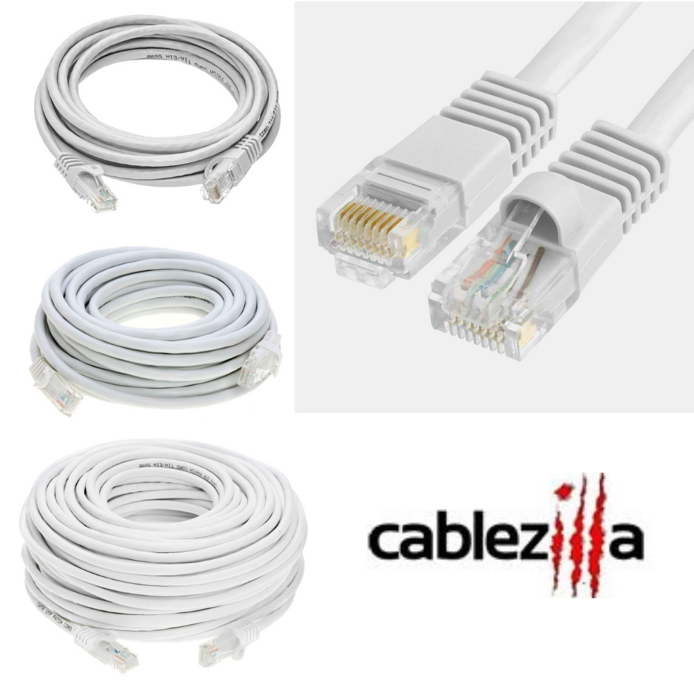 Cat5e White Patch Cord Network Cable Ethernet LAN RJ45 UTP 25FT- 200FT Multi LOT