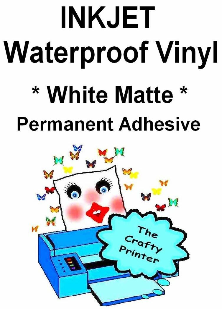 INKJET Waterproof PERMANENT Adhesive Decal Vinyl – 50 Sheets – MATTE WHITE