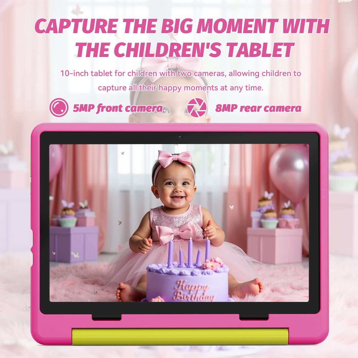 AEEZO Kids Tablet 10.1 inch Android 15, 20GB+64GB ROM, Dual Camera 5MP+8MP,10 pc