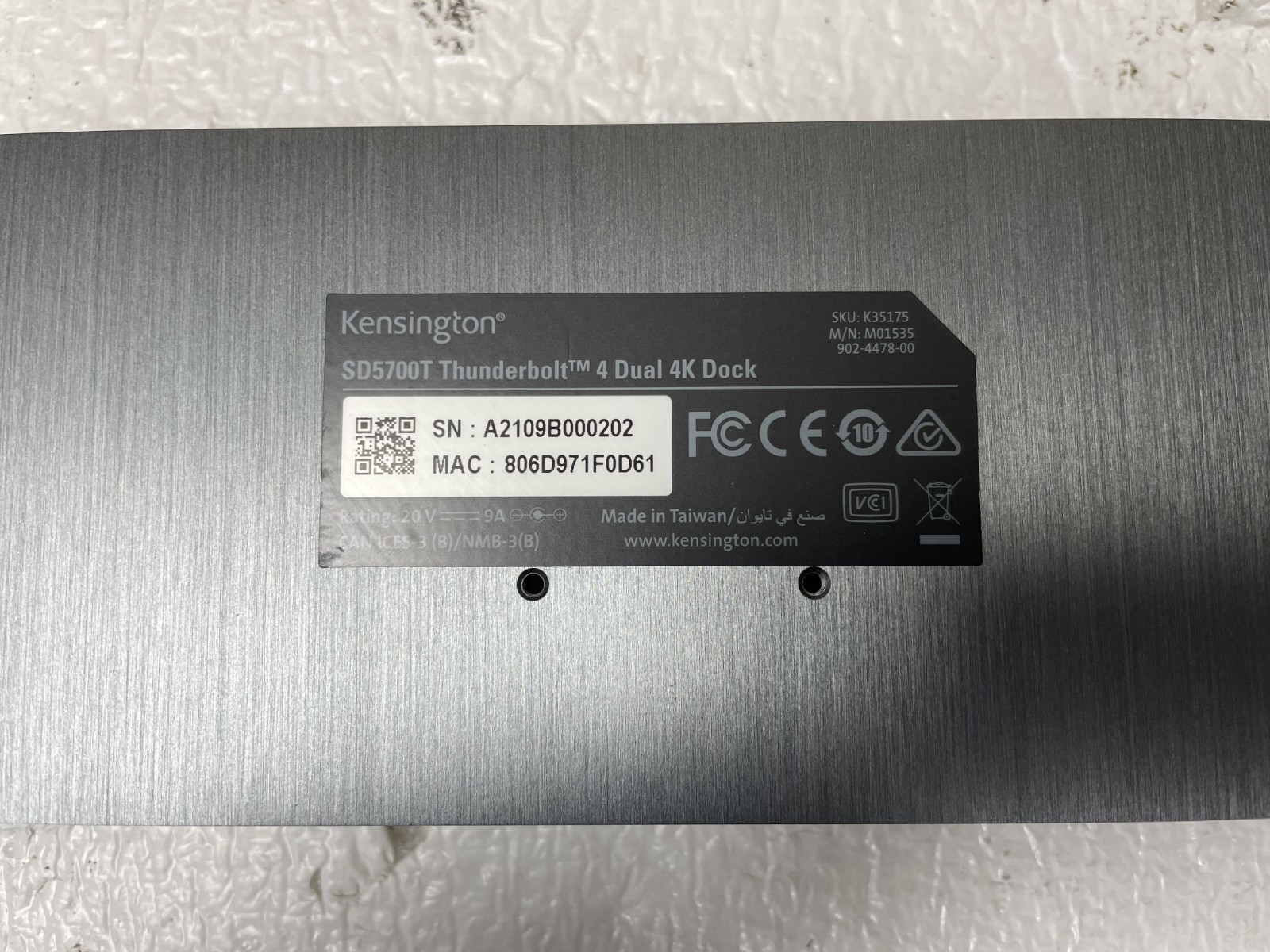 Kensington SD5700T Dual 4K 90W PD Thunderbolt 4 Docking Station