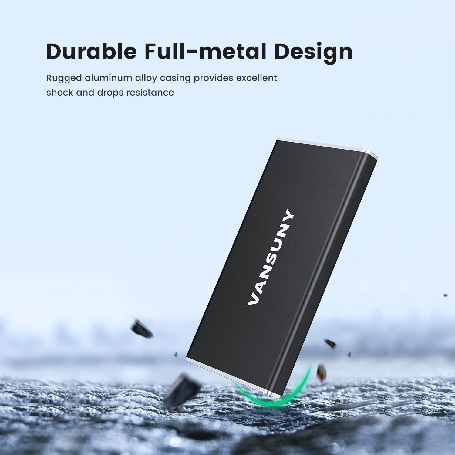 500GB Portable External SSD, USB 3.1 Gen2 450MB/s High-Speed Data Transfer, Meta