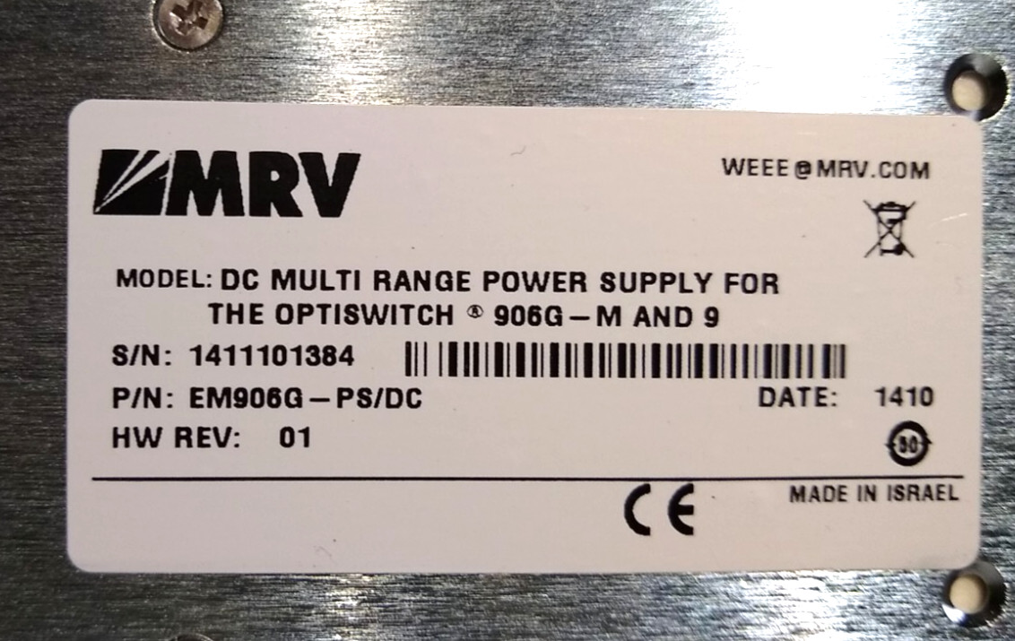 MRV ADVA EM906G-PS/DC Multi Range DC Power Supply – OptiSwitch 906G-M & 906G-M/E