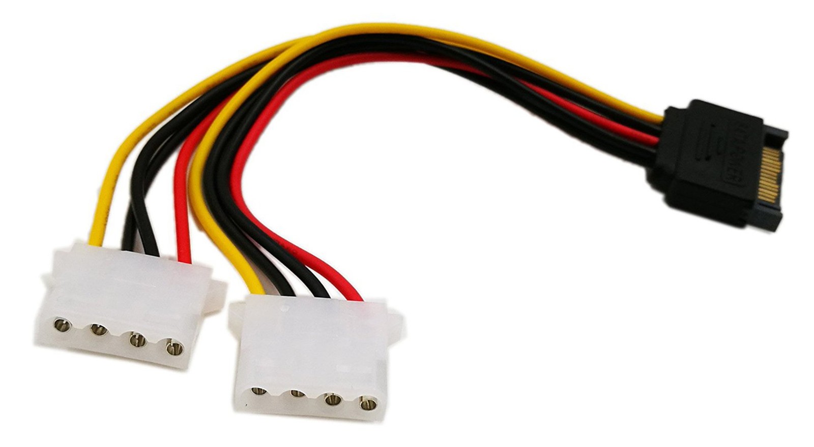 zdyCGTime 6 Inch Sata 15-Pin Male to Dual 4 Pin Molex Lp4 6 inches, BLACK
