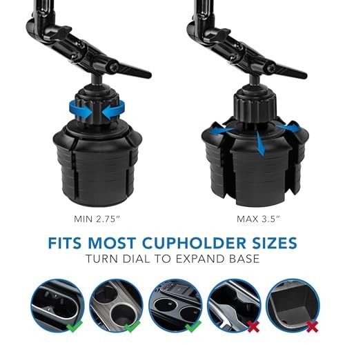 Adjustable Cup Holder Tablet Mount for 7″-11″ Tablets, Fits 2.75″-3.5″ Diameter,