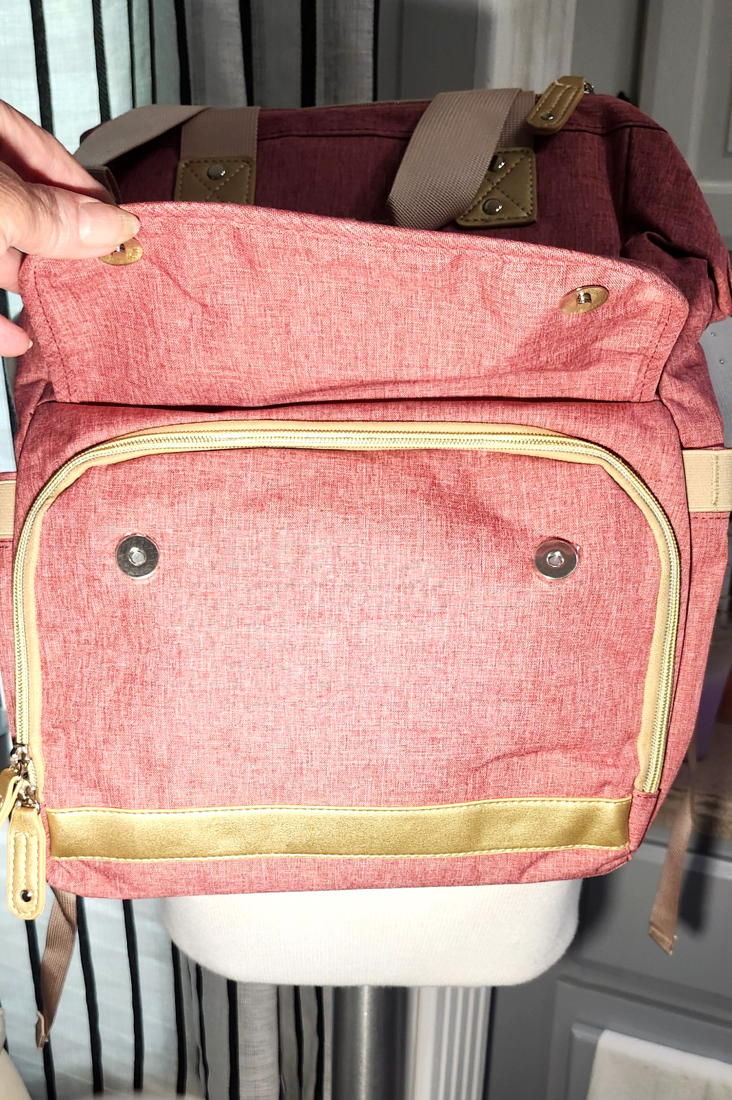 NEW Women’s Laptop Backpack 15.6″ Travel Bag USB Port Pink Gold TSA