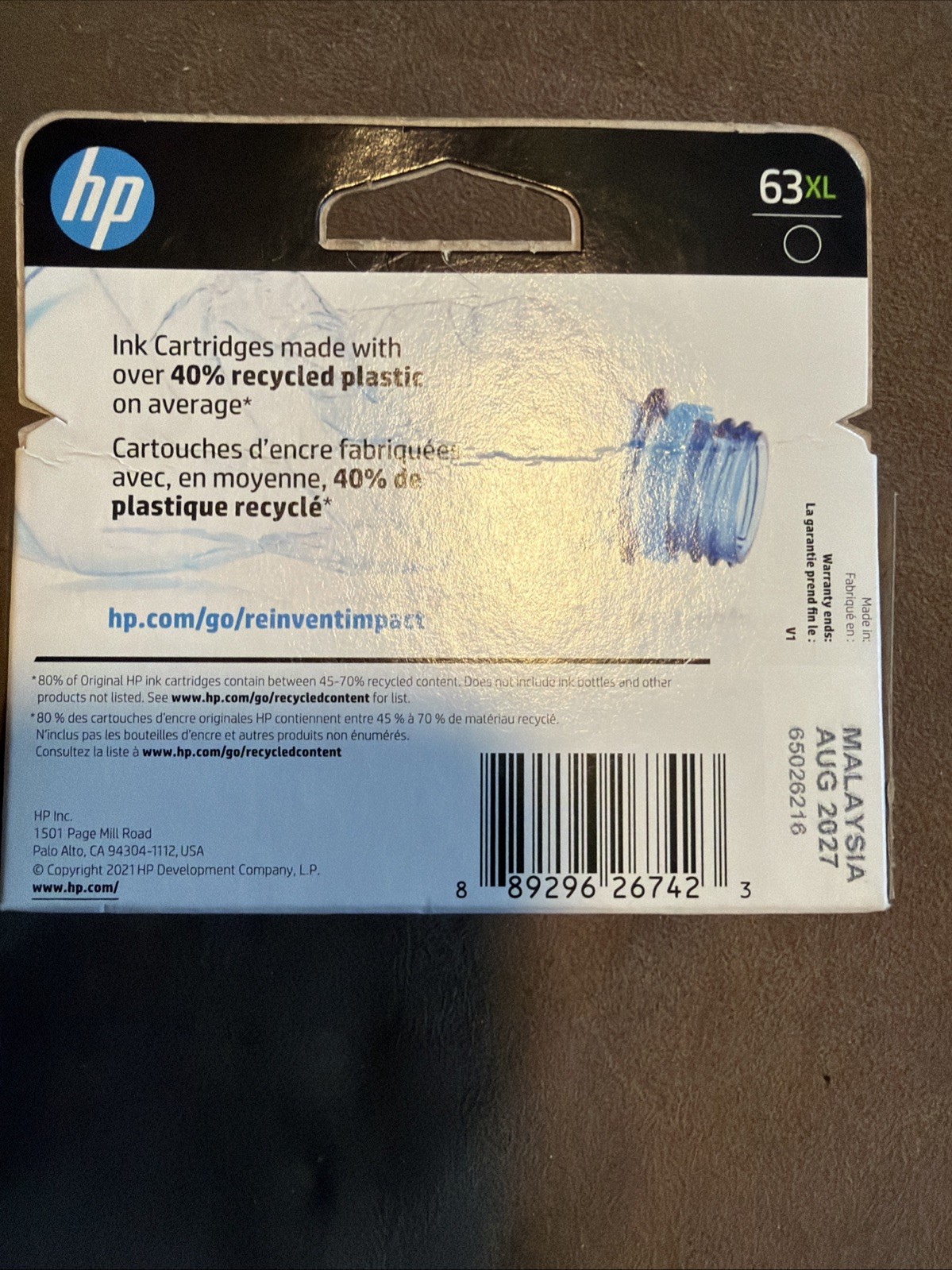 New HP 63 XL Black Ink Cartridge High Yield Genuine OEM Original Sealed Aug2027