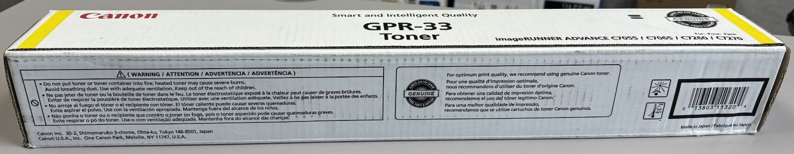 Canon Genuine GPR-33 Yellow Toner 2804B003 OEM Original ADV C7055 C7260 C7270