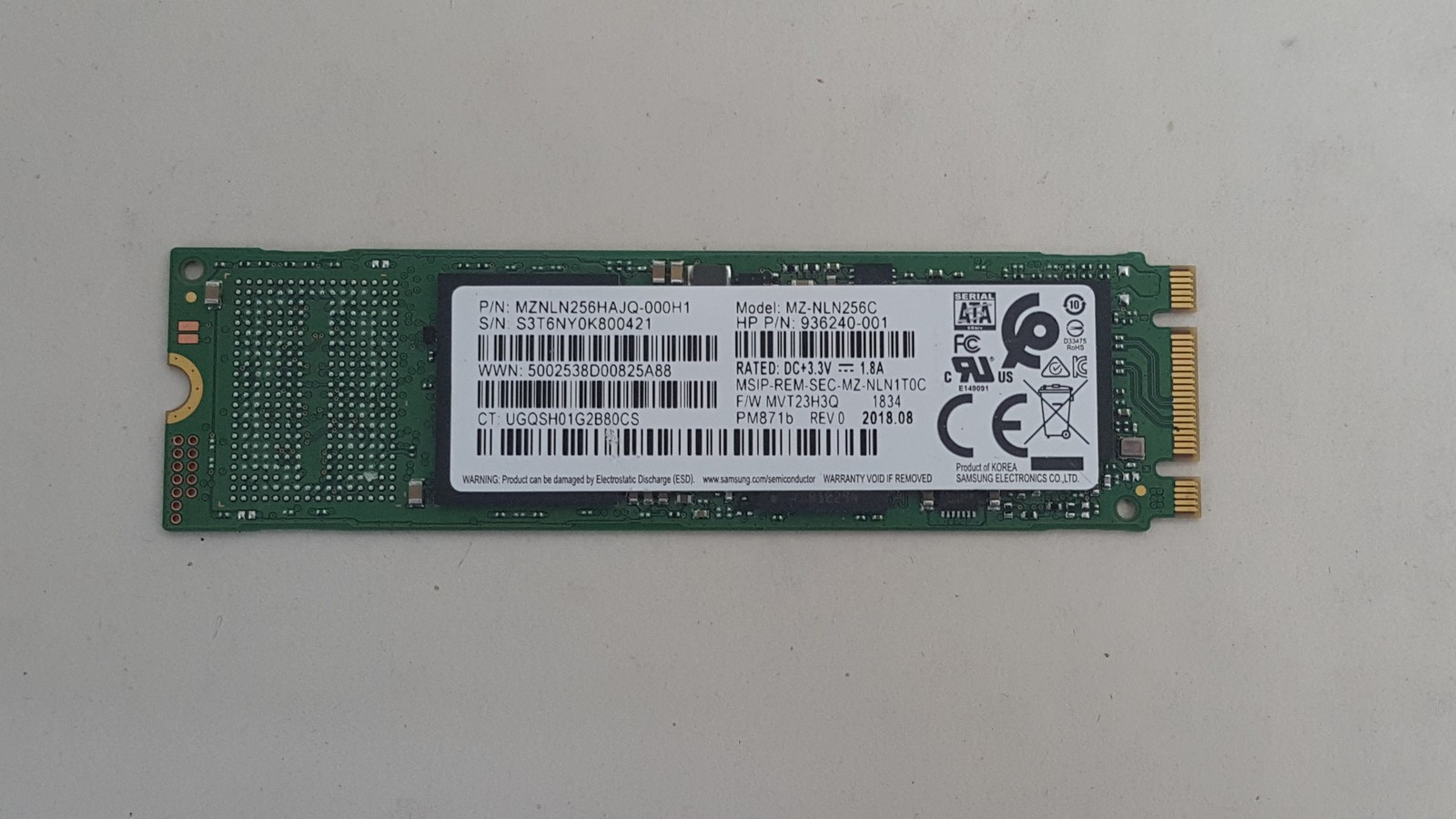 Lot of 10 Samsung PM871b MZ-NLN256C 256GB M.2 80mm Solid State Drive
