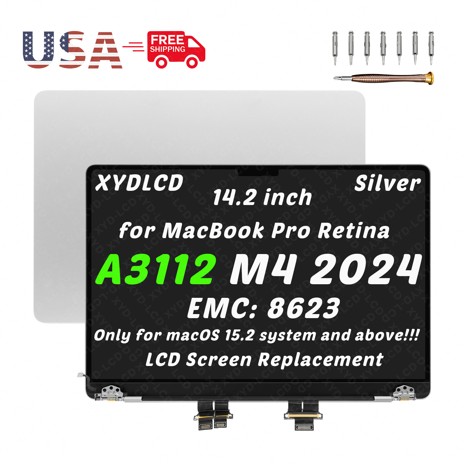 14″ for Apple Macbook Pro A3401 M4 2024 EMC 8894 LCD Screen Display Replacement