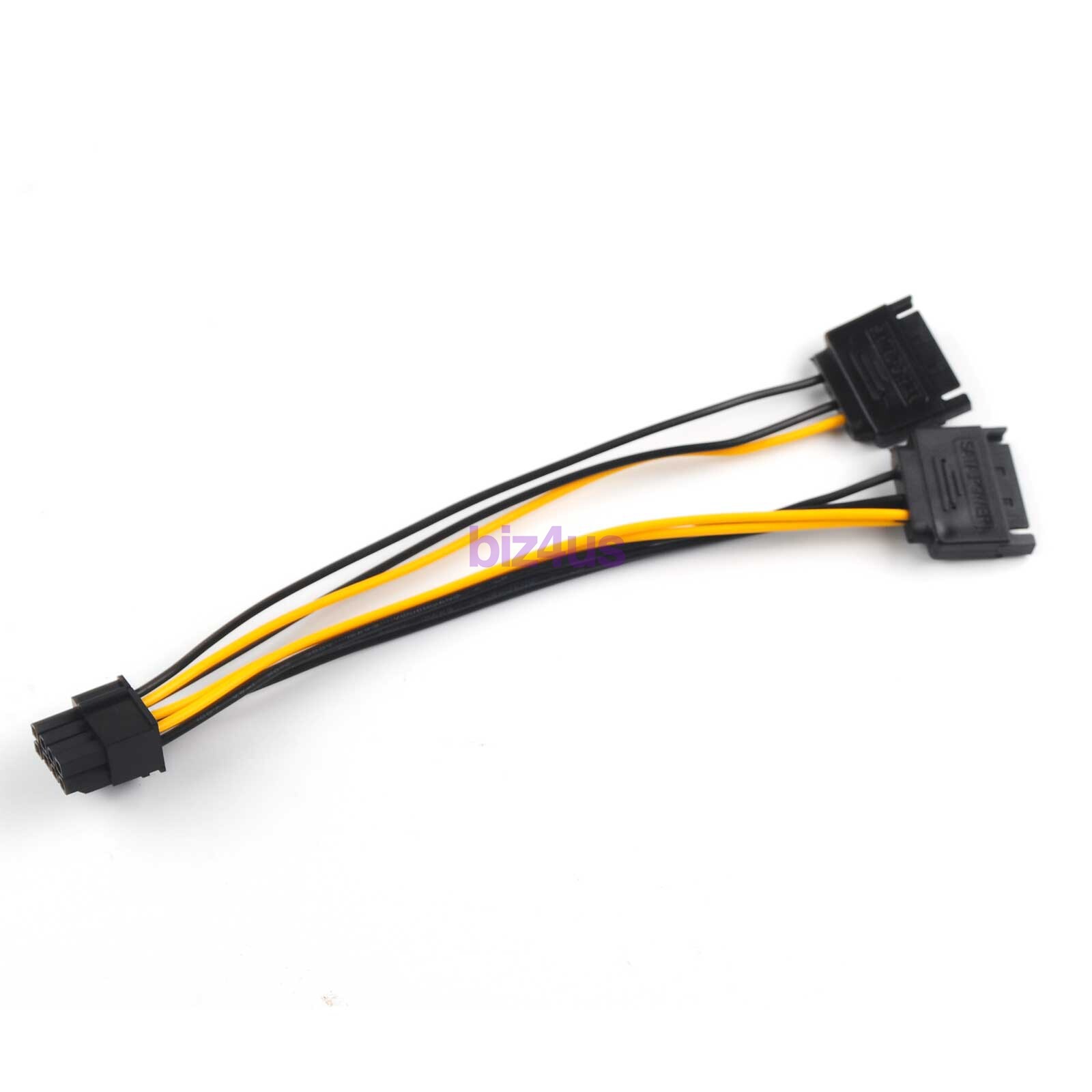 Dual 15Pin SATA Male To PCIe 8Pin (6+2) Male Video Card Power Cable
