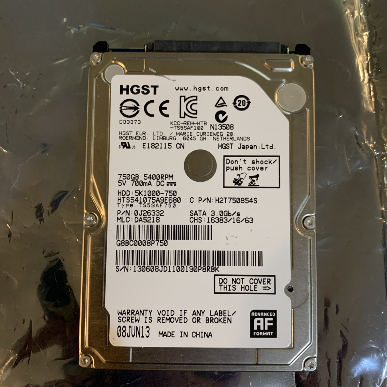 HGST – 750GB SATA Laptop 2.5” HDD PC HARD DRIVE, TESTED, FREE SHIPPING