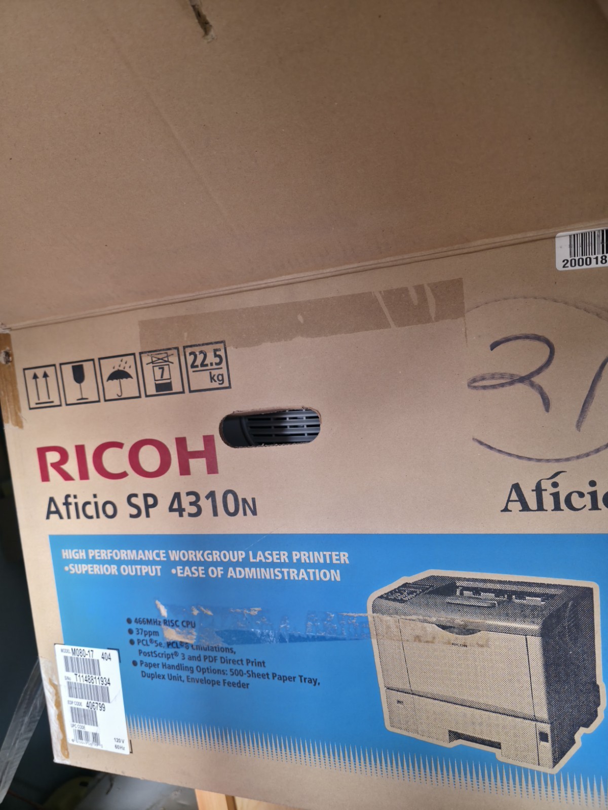 Ricoh Aficio SP4310N Laser Printer-Monochrome New Open Box