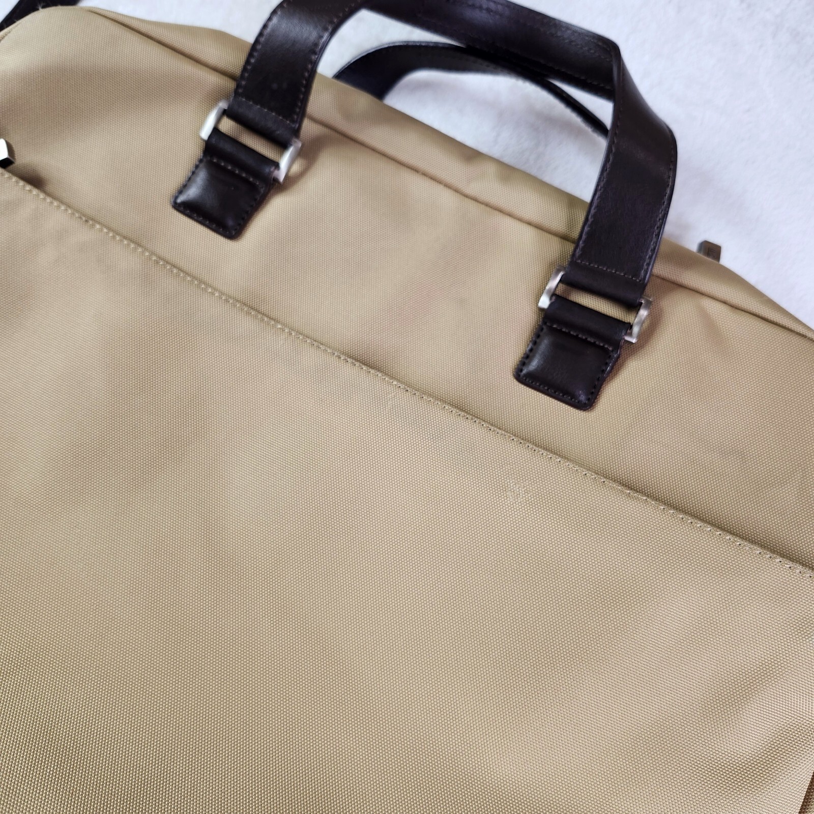 TUMI Beige Brown Nylon Leather Laptop Messenger Shoulder Bag