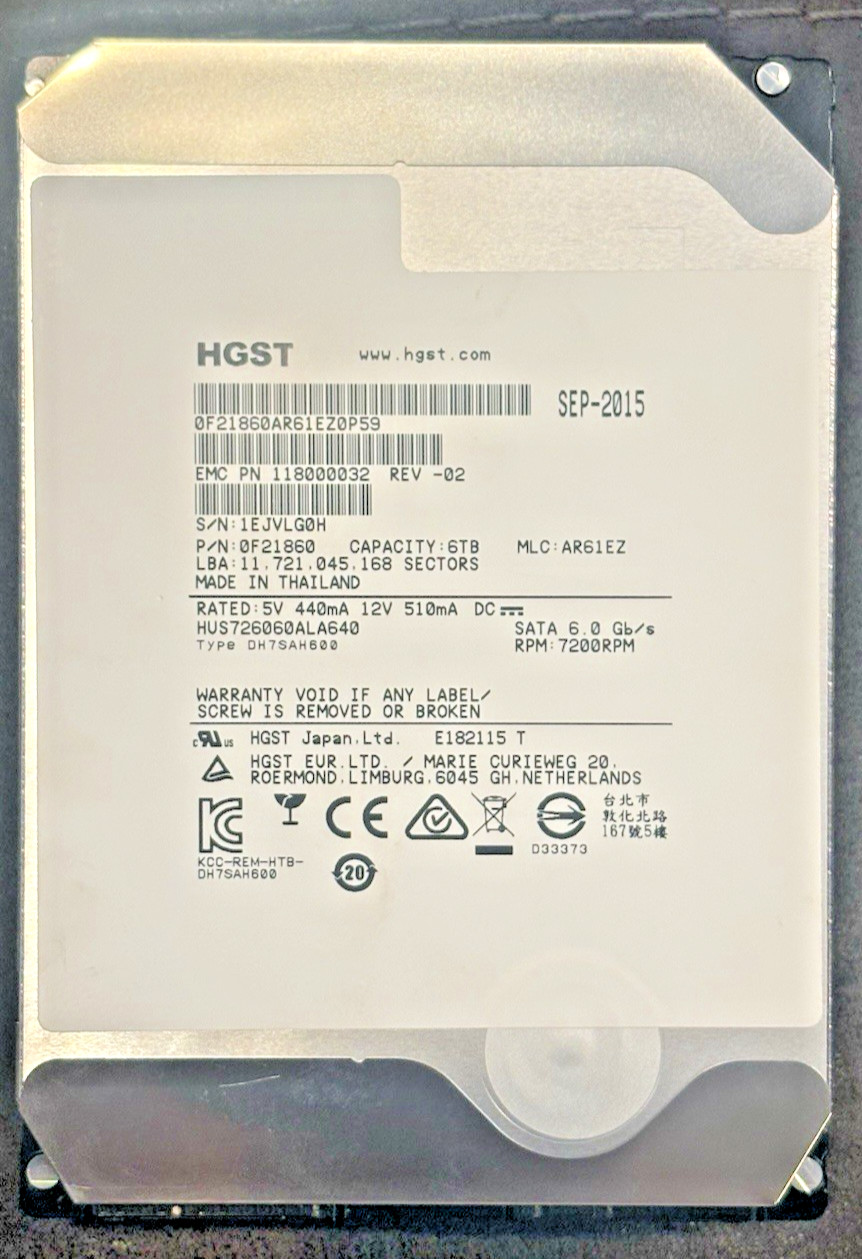 HGST Ultrastar 6TB SATA 3.5″ Enterprise HDD HUS726060ALA640