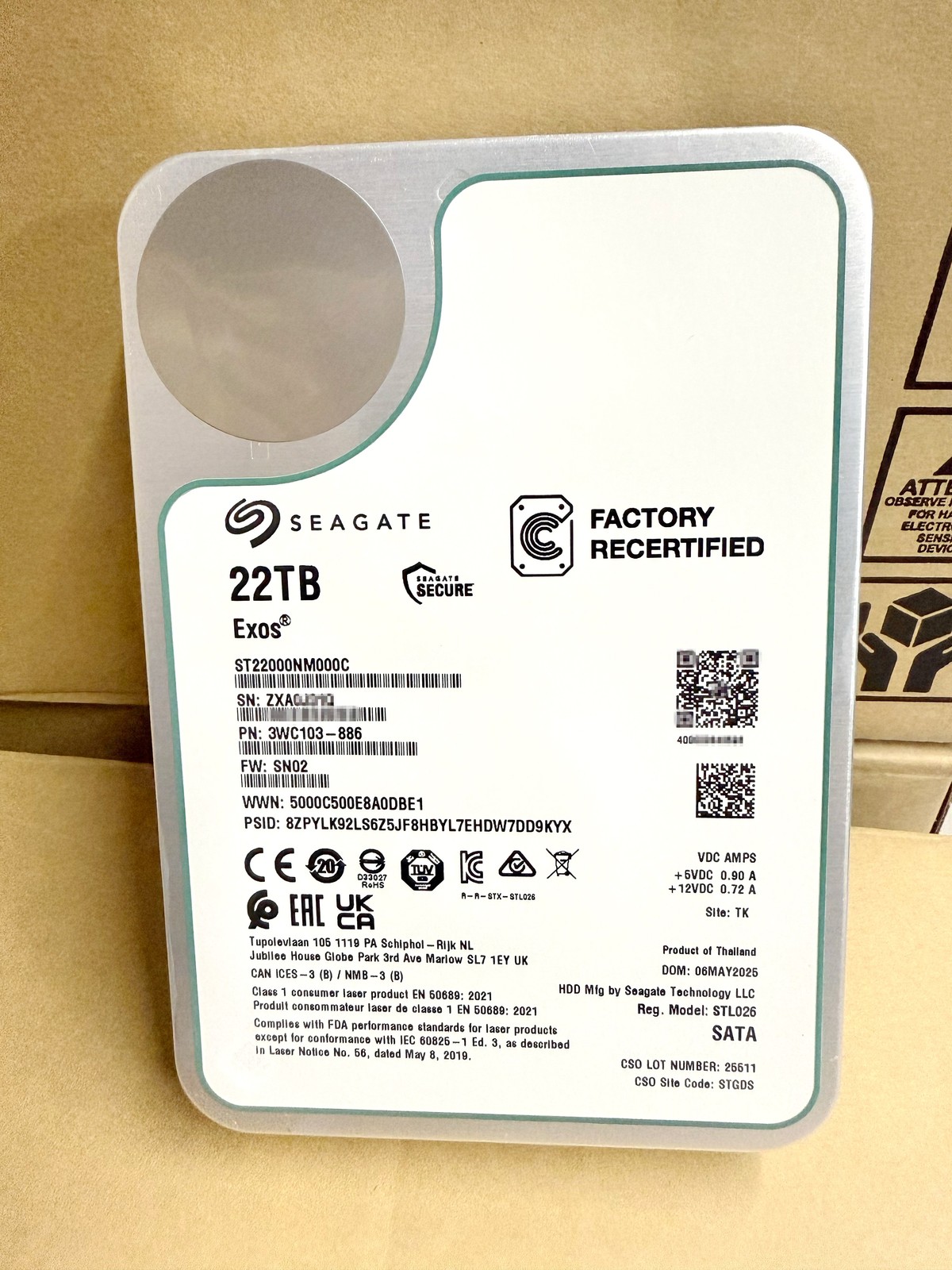 ST22000NM000C Seagate Exos 22TB 3.5″ 512MB Internal CMR 7.2K 6Gb SATA Hard Drive