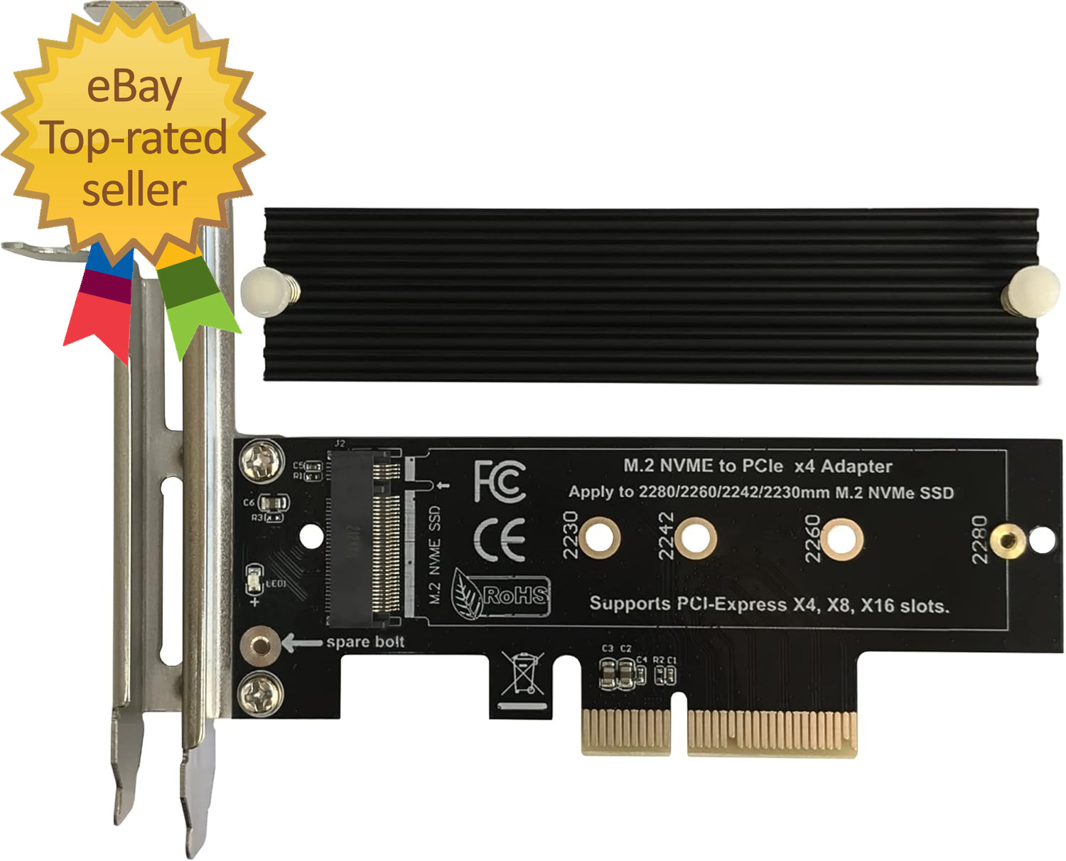 M.2 NVME to Pcie 3.0/4.0 X4 to Pcie Expansion Card with Aluminum Heatsink