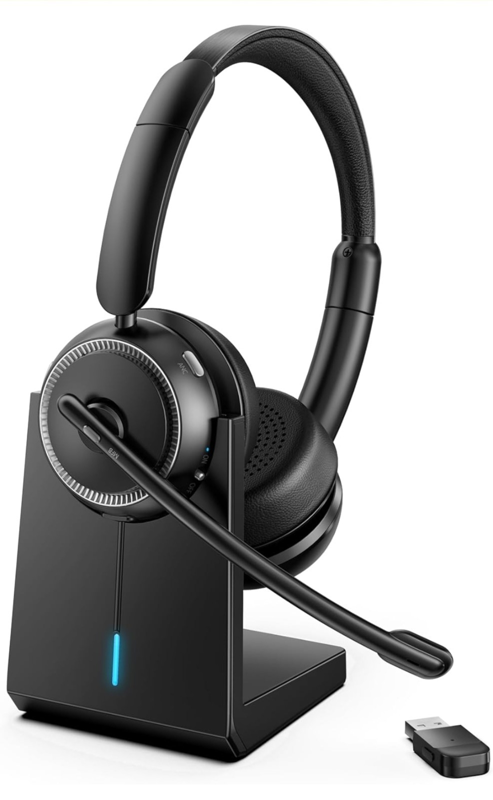 M112 Active Noise Canceling Wireless Headset Bluetooth V5.4 with Charging Stand