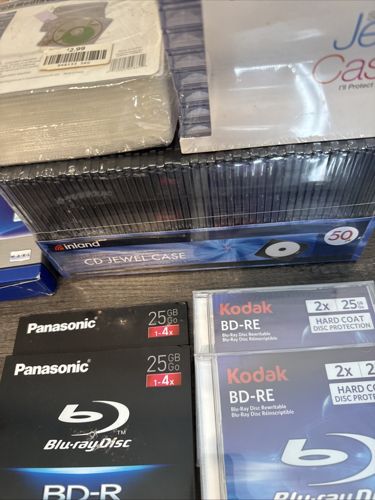 Large Mixed Media & Tech Storage Lot Blu-ray BD-R BD-RE Jewel Cases Adapters