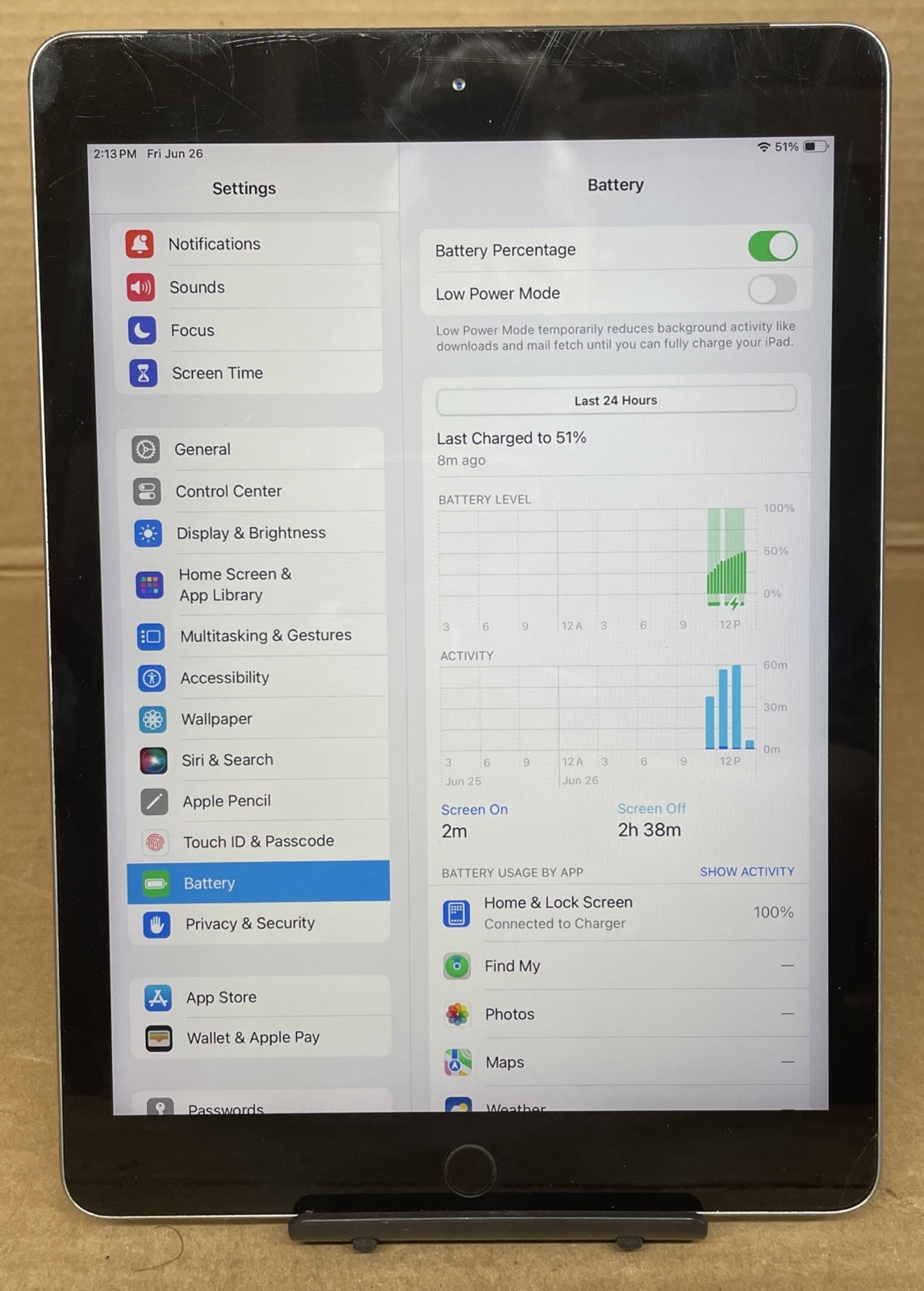 Apple iPad 6 9.7in Tablet 32GB Wi‑Fi Space Gray iOS 17.7.10 A1954 MR6Y2LL/A
