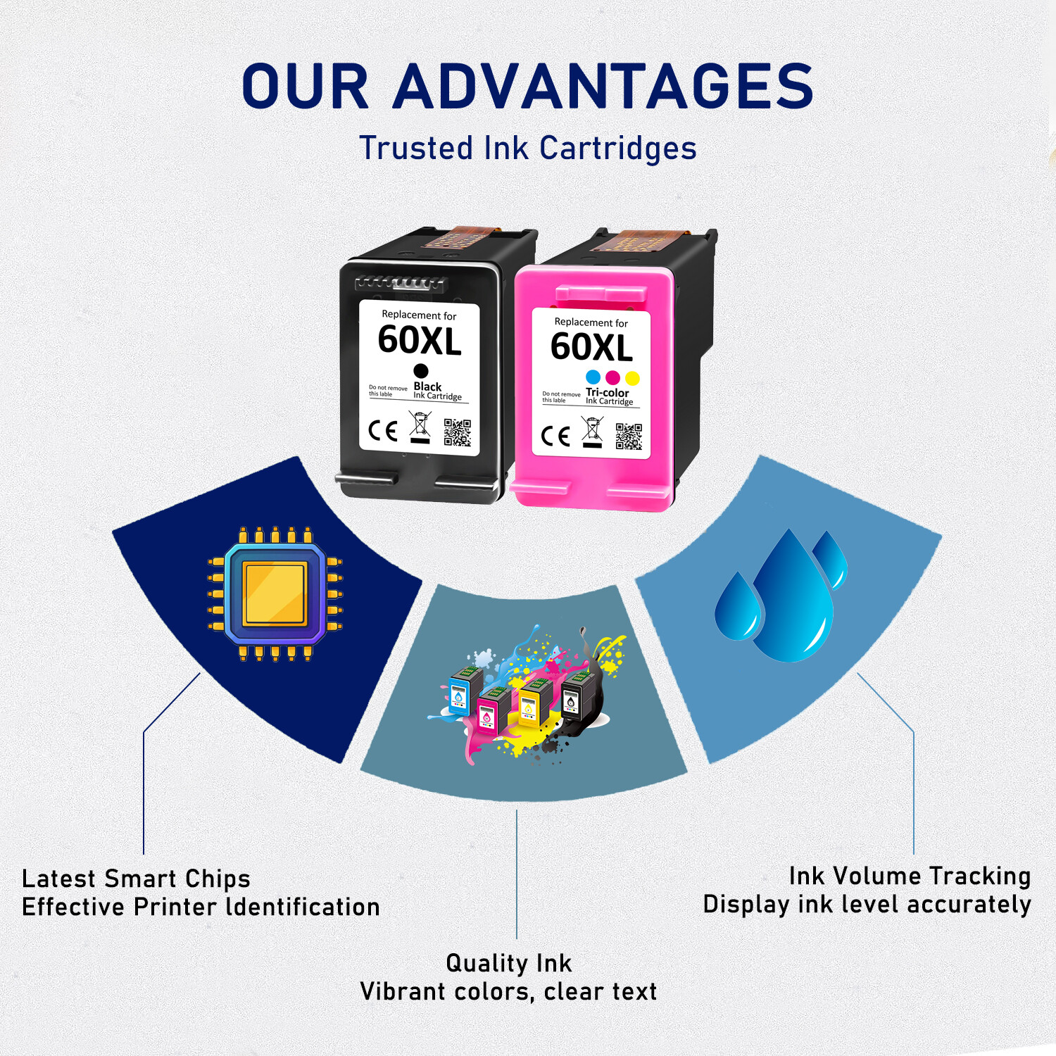 2PACK 60 XL 60XL Ink Cartridges for HP Photosmart C4680 D110a C4795 Envy 100 110
