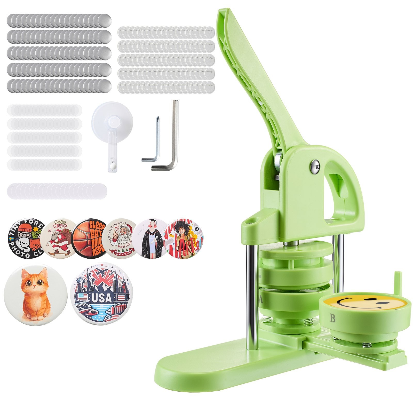 Button Maker Machine, 2.95 in, Plastic Pin Maker with 100pcs Button Parts, Circl