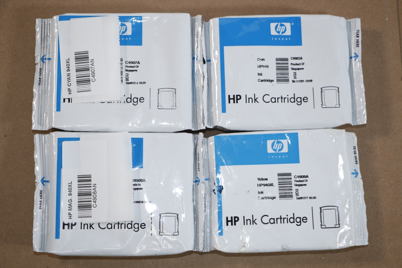 4 No Boxes Sealed OEM HP Officejet Pro8000,8500A,A910a CMY Inks HP 940, HP 940XL