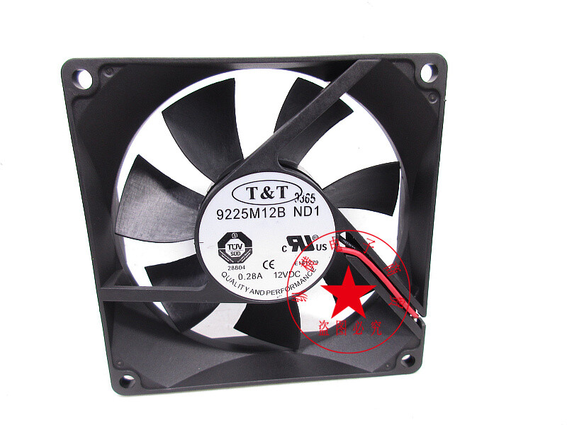 T&T 9225M12B ND1 12V 0.28A 9025 9CM 2-wire cooling fan
