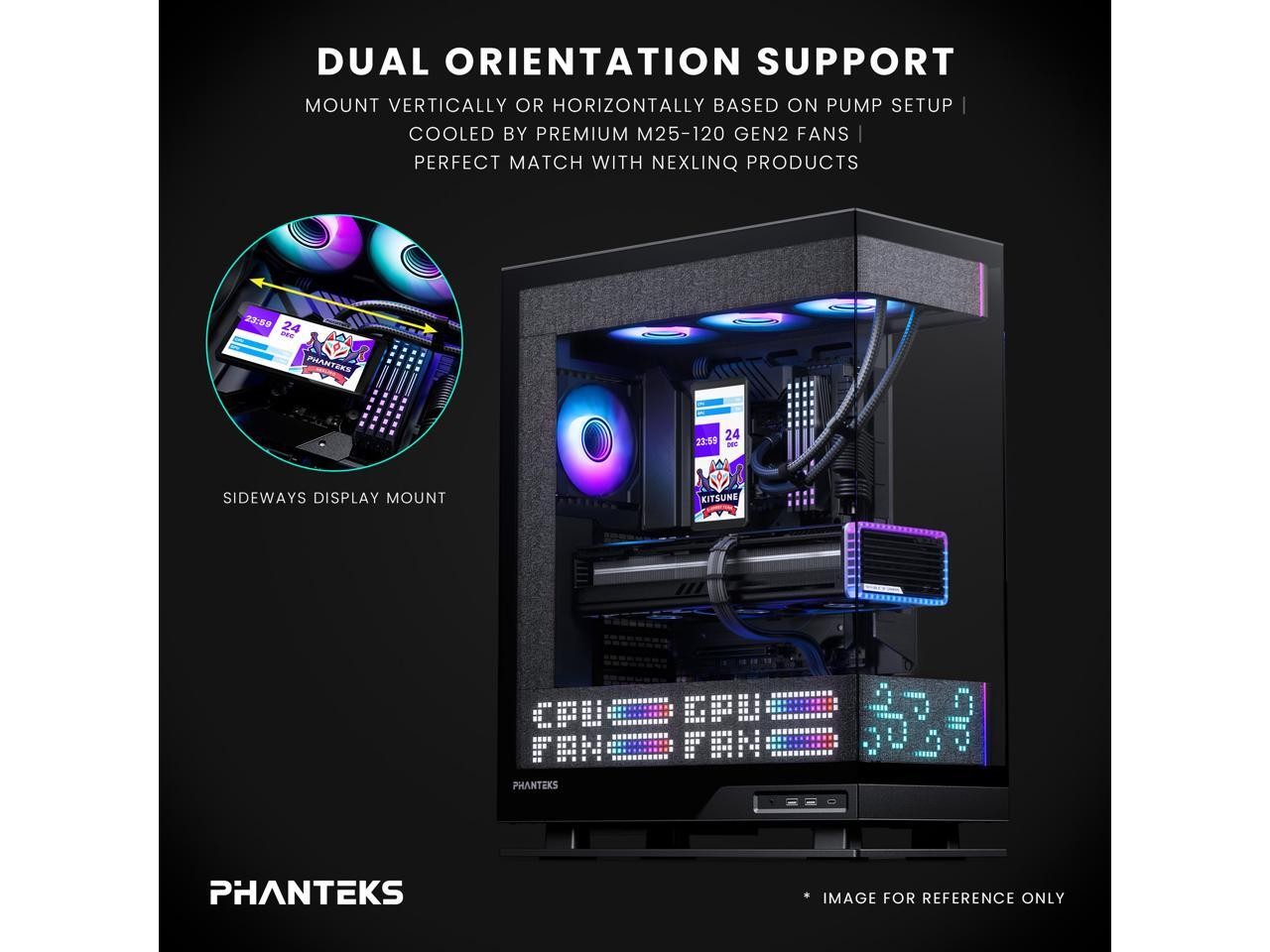 Phanteks Glacier One 360M25-LCD AIO Liquid CPU Cooler, 6″ IPS LCD HD Display, 12