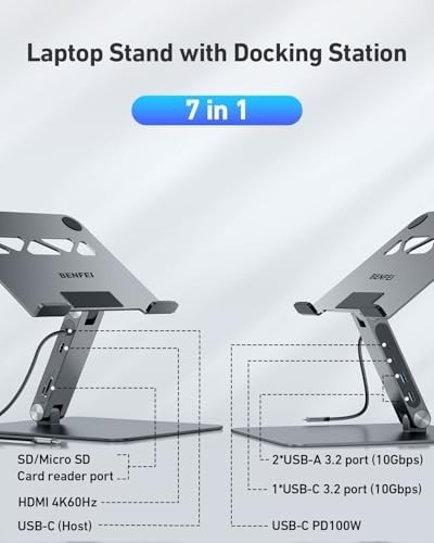 BENFEI Laptop Stand with USB C 7in1 Docking Station,HDMI 4K@60Hz,1*SD 1*Micro…