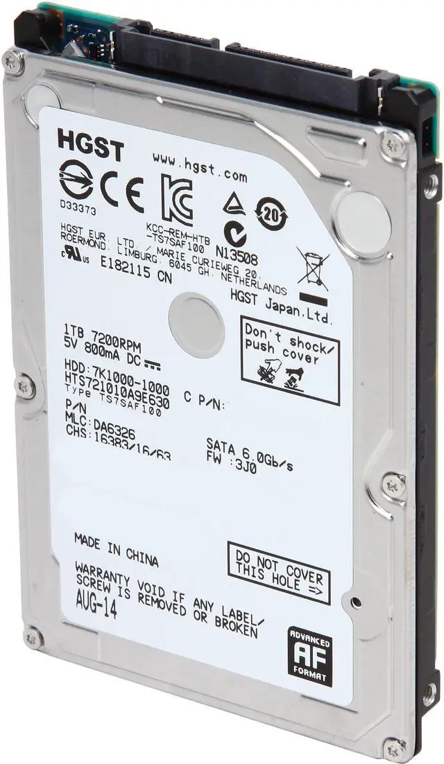 HGST Travelstar 7K1000 | 1TB 7.2K RPM 6Gb/s SATA | HTS721010A9E630, 0J22423