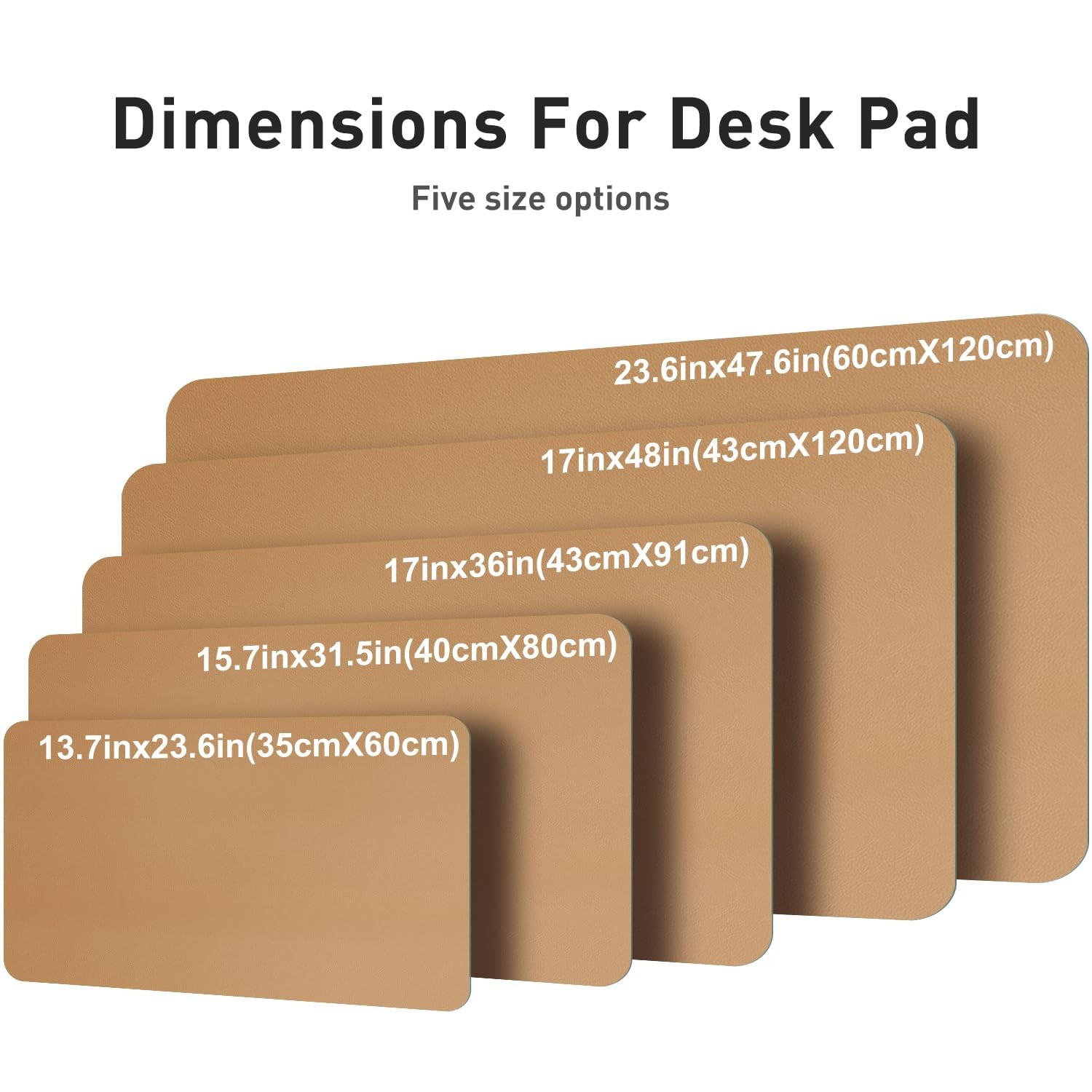 Aothia Faux Leather Desk Mat Waterproof Desk Pad Khaki 48 X 17