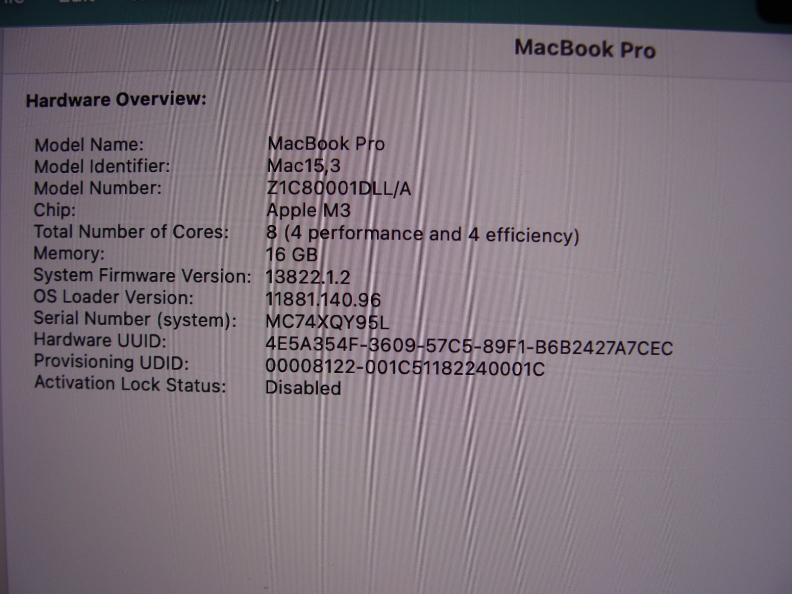 Apple Macbook Pro 14″ (2023) A2918 M3 4.05GHz 8CPU/10GPU 16GB 512GB SSD +Charger