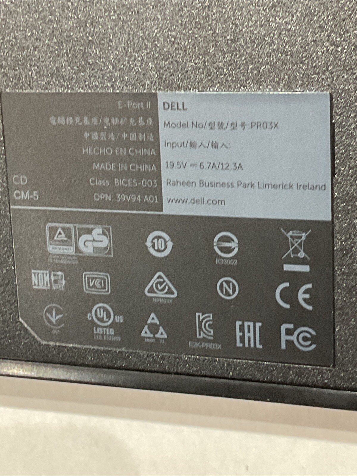 Dell Docking Station EPort Pro3x with 130W Adapter Latitude E5400 E6400 E6410