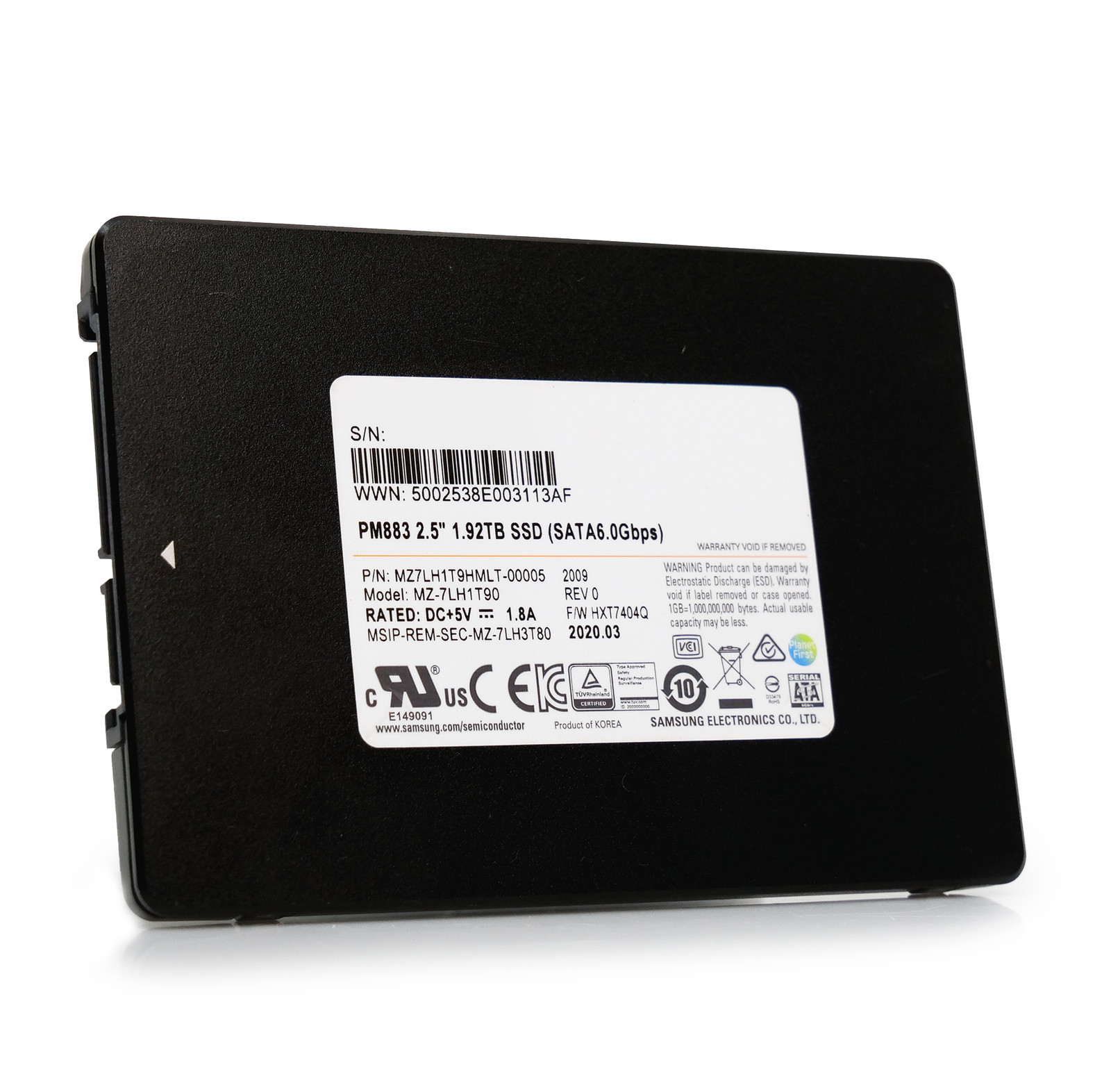 Samsung PM883 1.92TB MZ7LH1T9HMLT SATA 6GB/s 1.3 DWPD 3D TLC 2.5″ Enterprise SSD