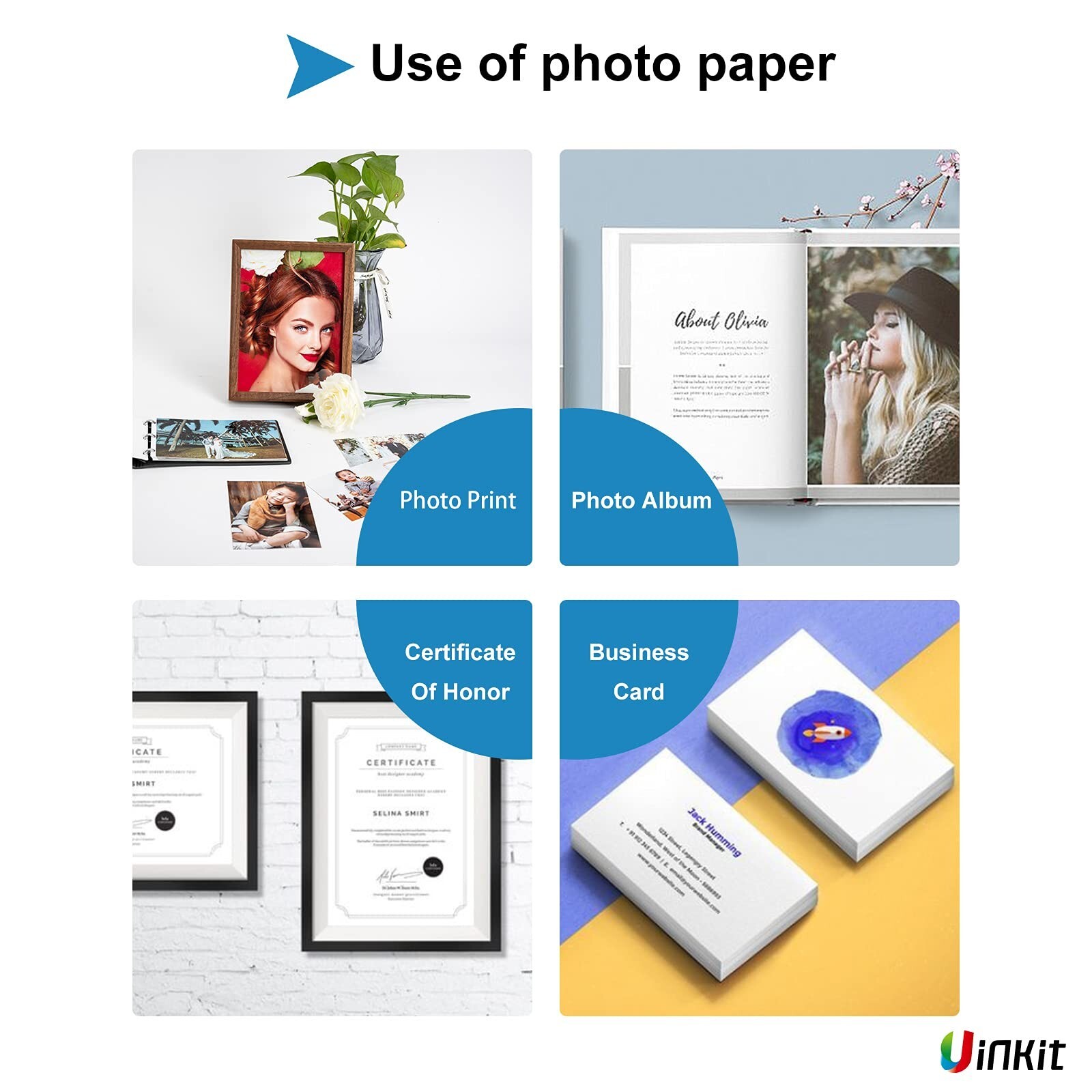 Uinkit 100 Sheets Photo Paper Glossy 11×17 Inkjet 48lb Single Side Print Post…