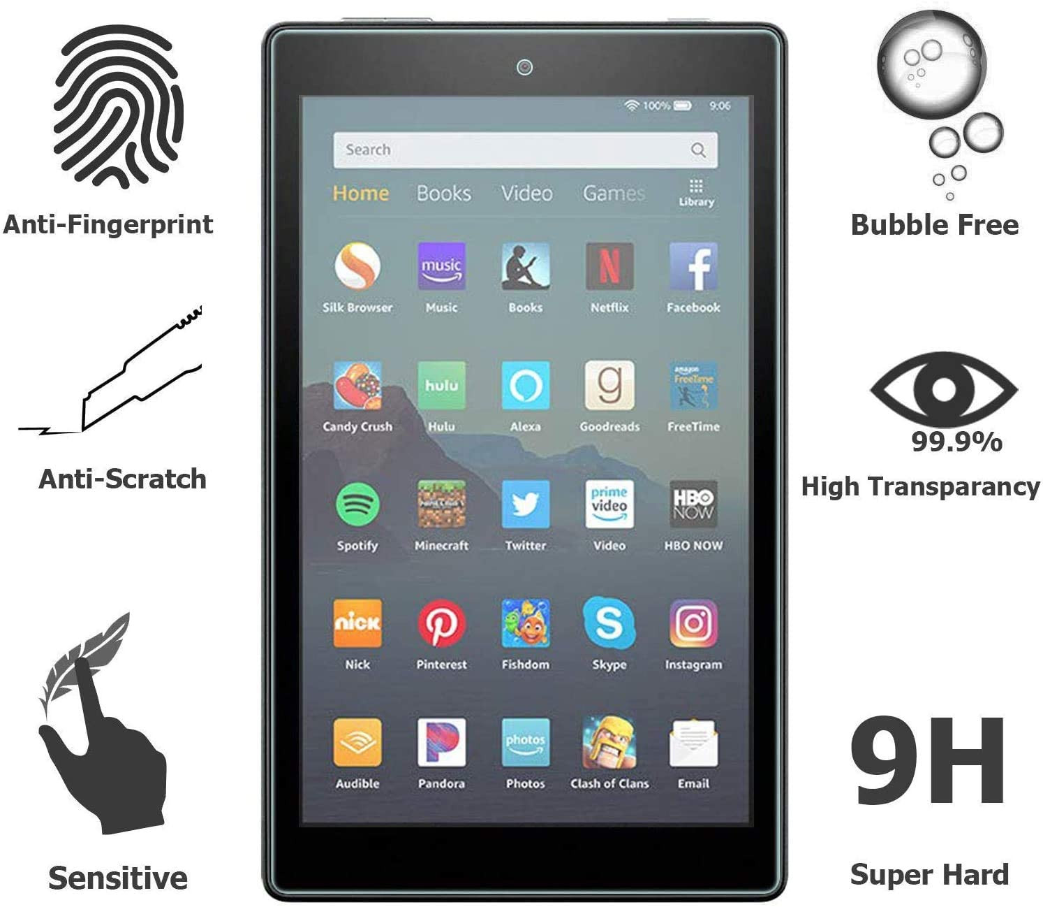 4x Tempered Glass Screen Protector For Amazon Fire HD 10 Tablet 10.1″ 2017/2019