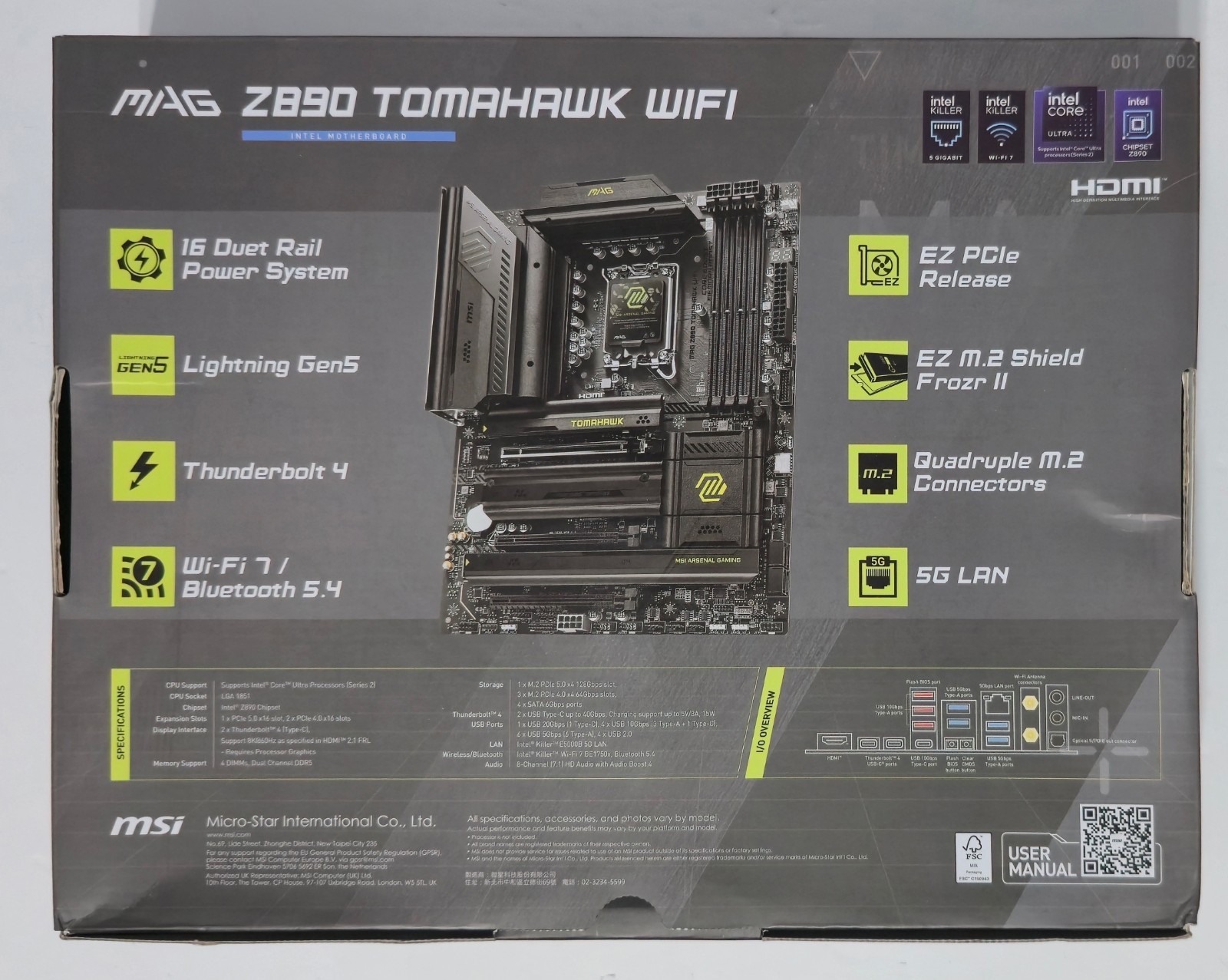 MSI MAG Z890 TOMAHAWK WIFI Mainboard Intel LGA1851 DDR5 WiFi7 *READ*