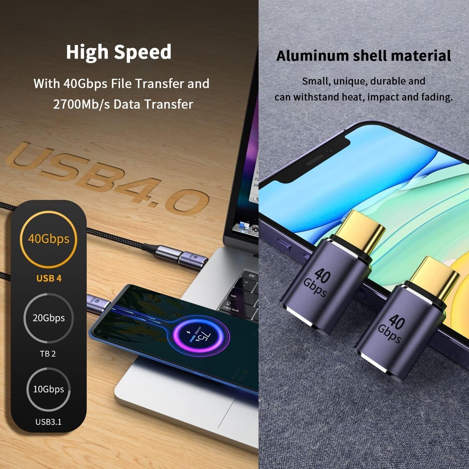 USB C Extender Adapter 40Gbps 8K 60Hz USB C Male to Female Extension Adapter