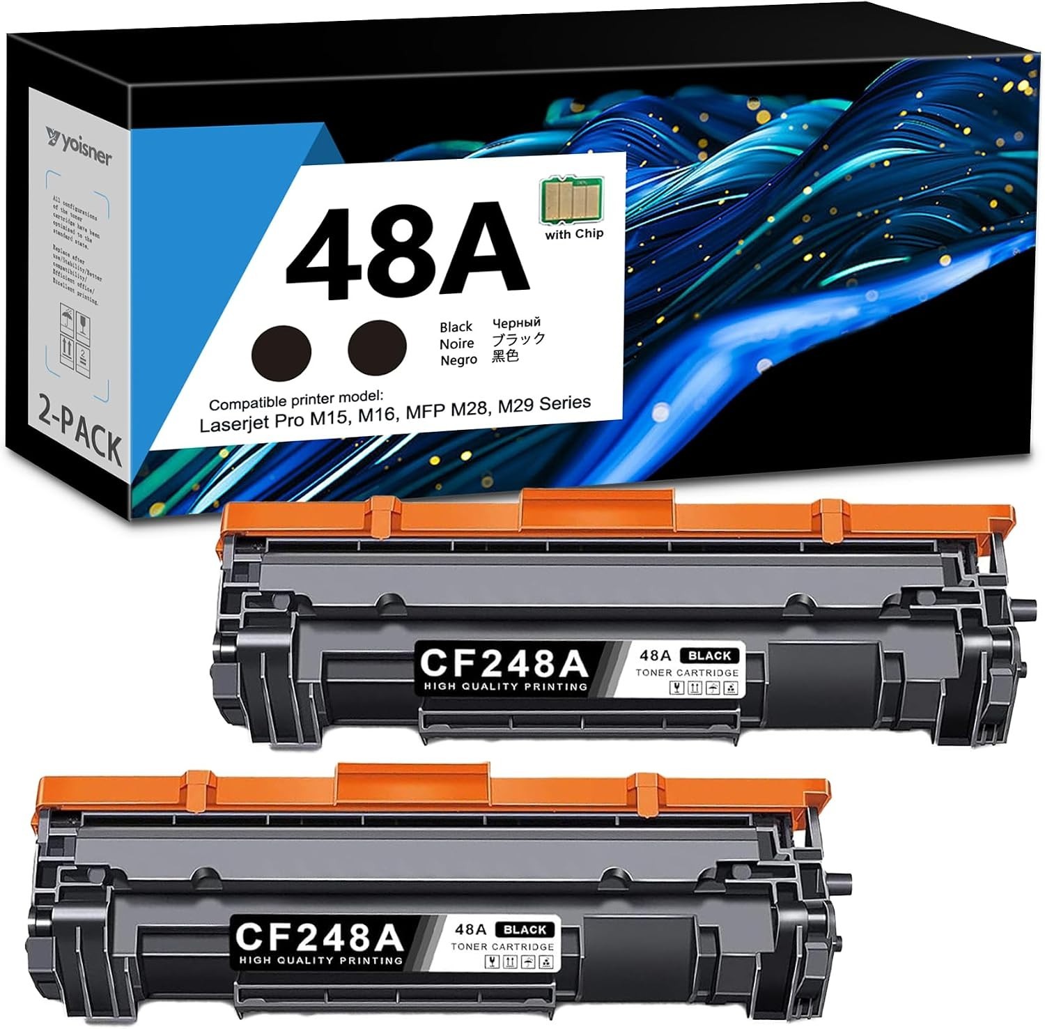 48A CF248A Toner Cartridge Black with CHIP for HP Laserjet Pro – 2 Pack