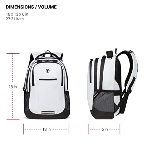 SwissGear Cecil 5505 Laptop Backpack, Fits 16 Inch Laptop, White Tarpaulin
