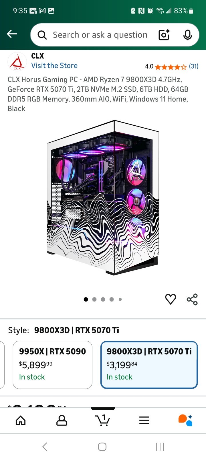 CLX Horus Ryzen 7 Gaming PC, Item number. TGMHORRTU5206BX