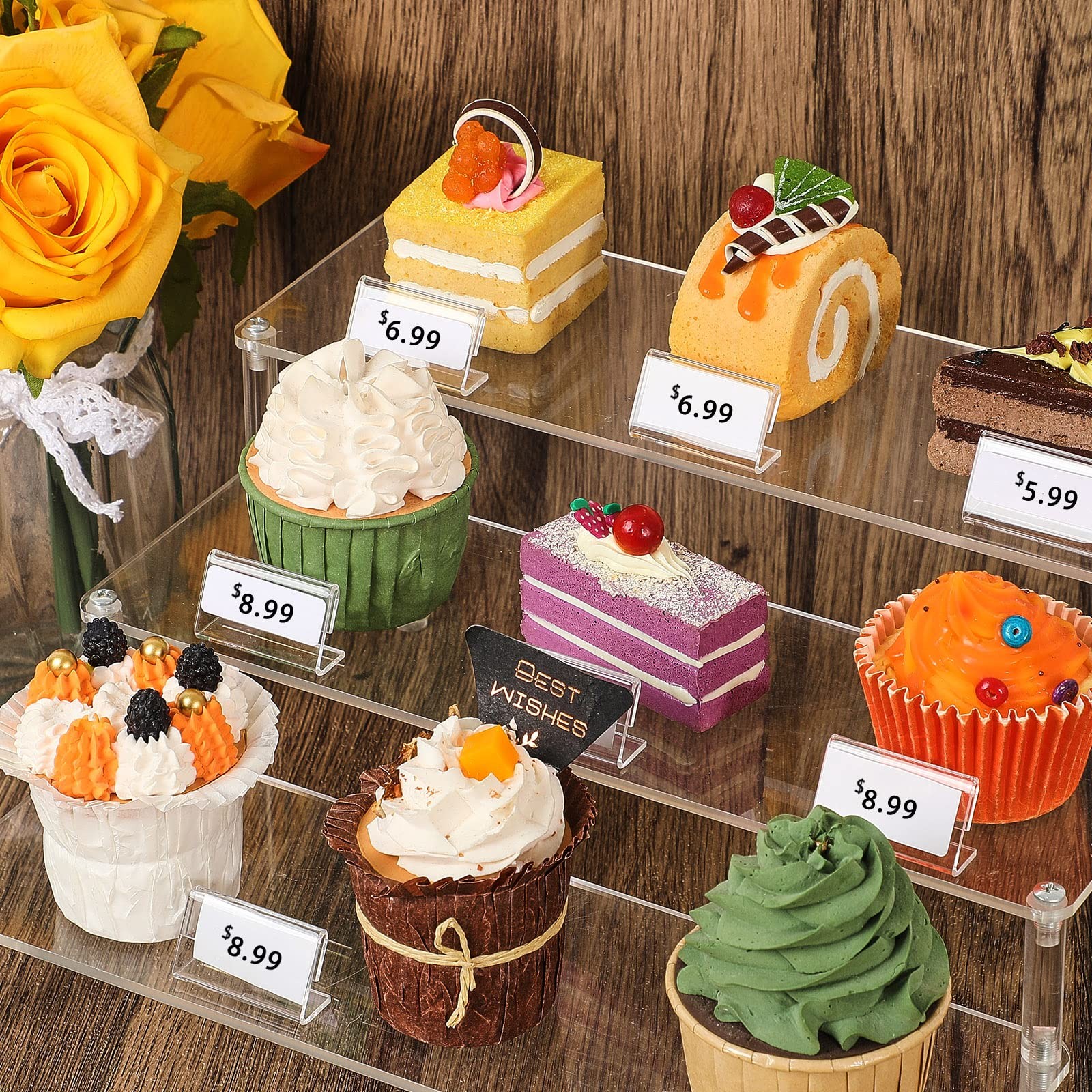 70 Pcs Mini Acrylic Sign Display Holder L Shape 1.57×0.79 Inch 4×2 cm